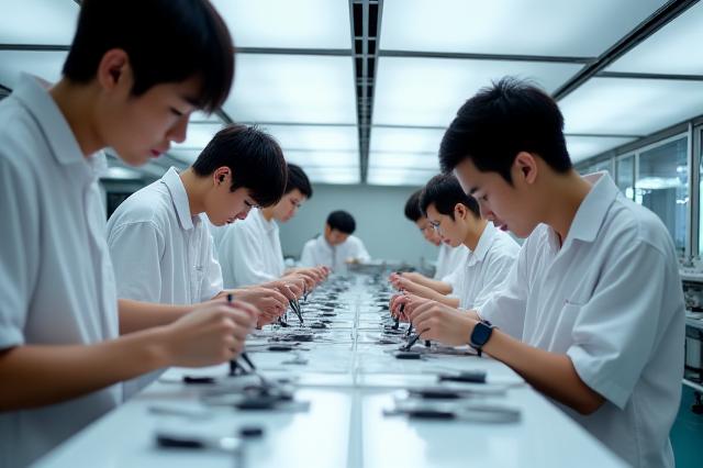 現代的な時計工房で働く未来の職人たち